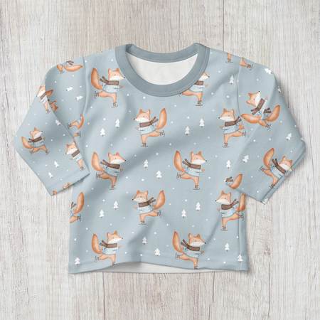 Fairtrade Bio French Terry glücklicher Fuchs blau (GOTS)