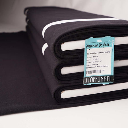 Costine biologiche Fairtrade, nero pieno (GOTS)