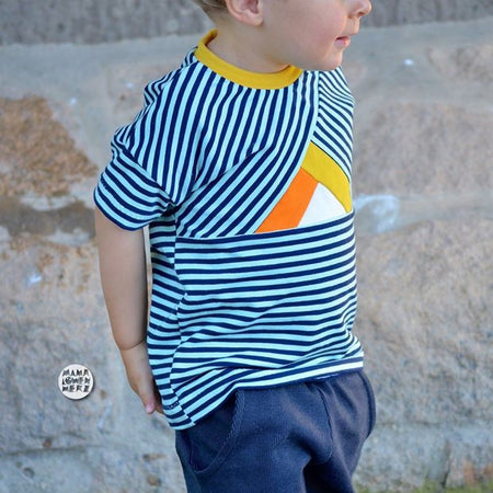 Fairtrade Biojersey Streifen Classic Aqua Marine