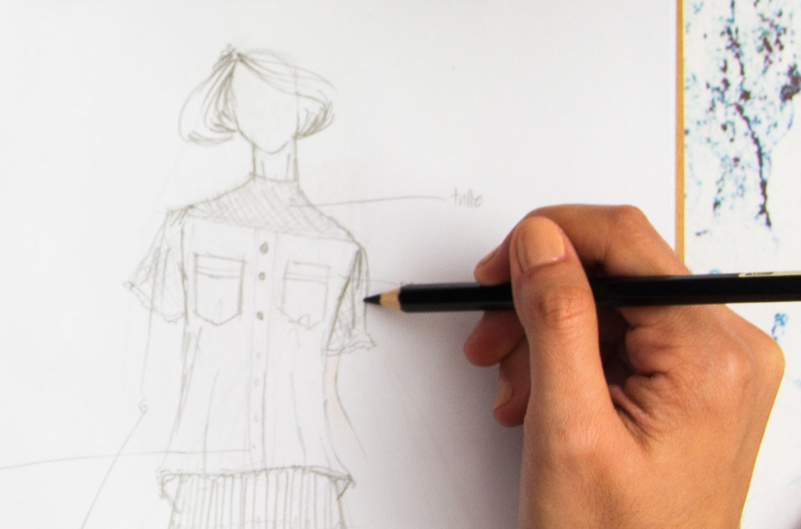 Bleistiftzeichnung von Schnittmuster