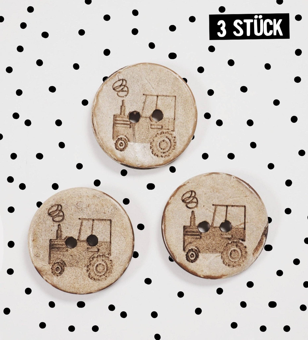 Kokosknöpfe *Traktor* 20 mm - 3 Stück