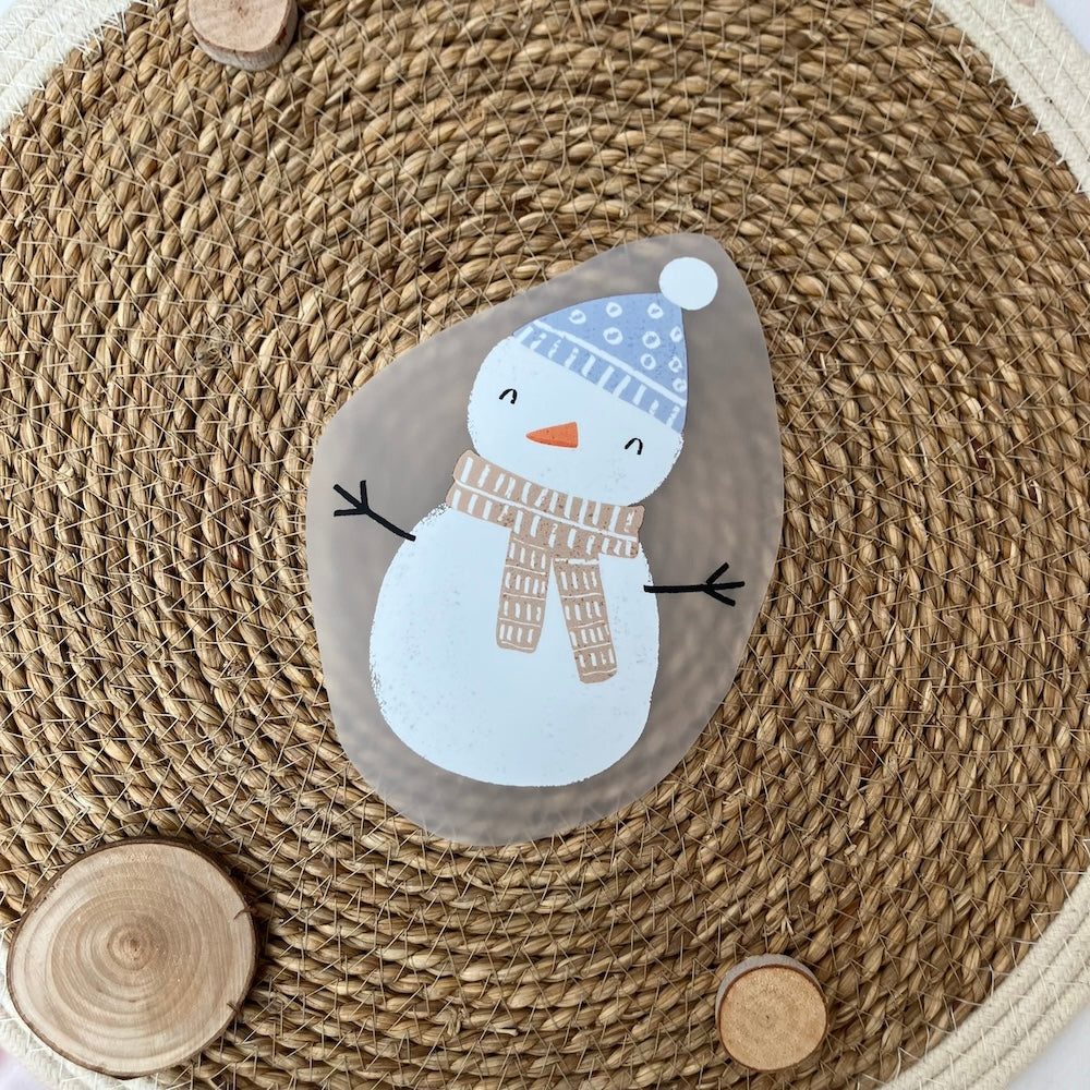 Bügelbild Schneemann beige