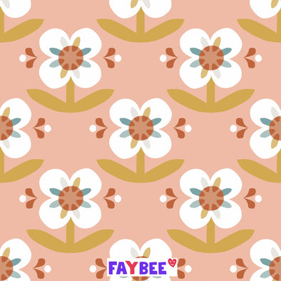 Fairtrade Biojersey Paradiesblume pfirsich (GOTS)