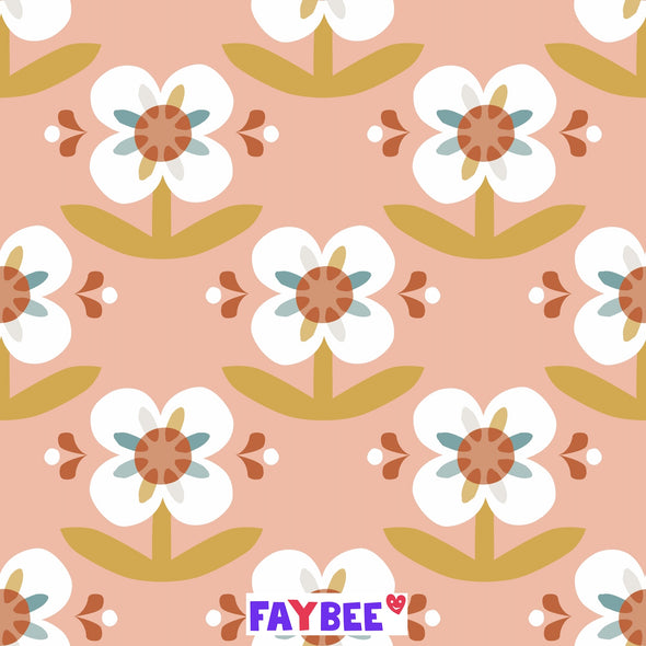 Fairtrade Biojersey Paradiesblume pfirsich (GOTS)