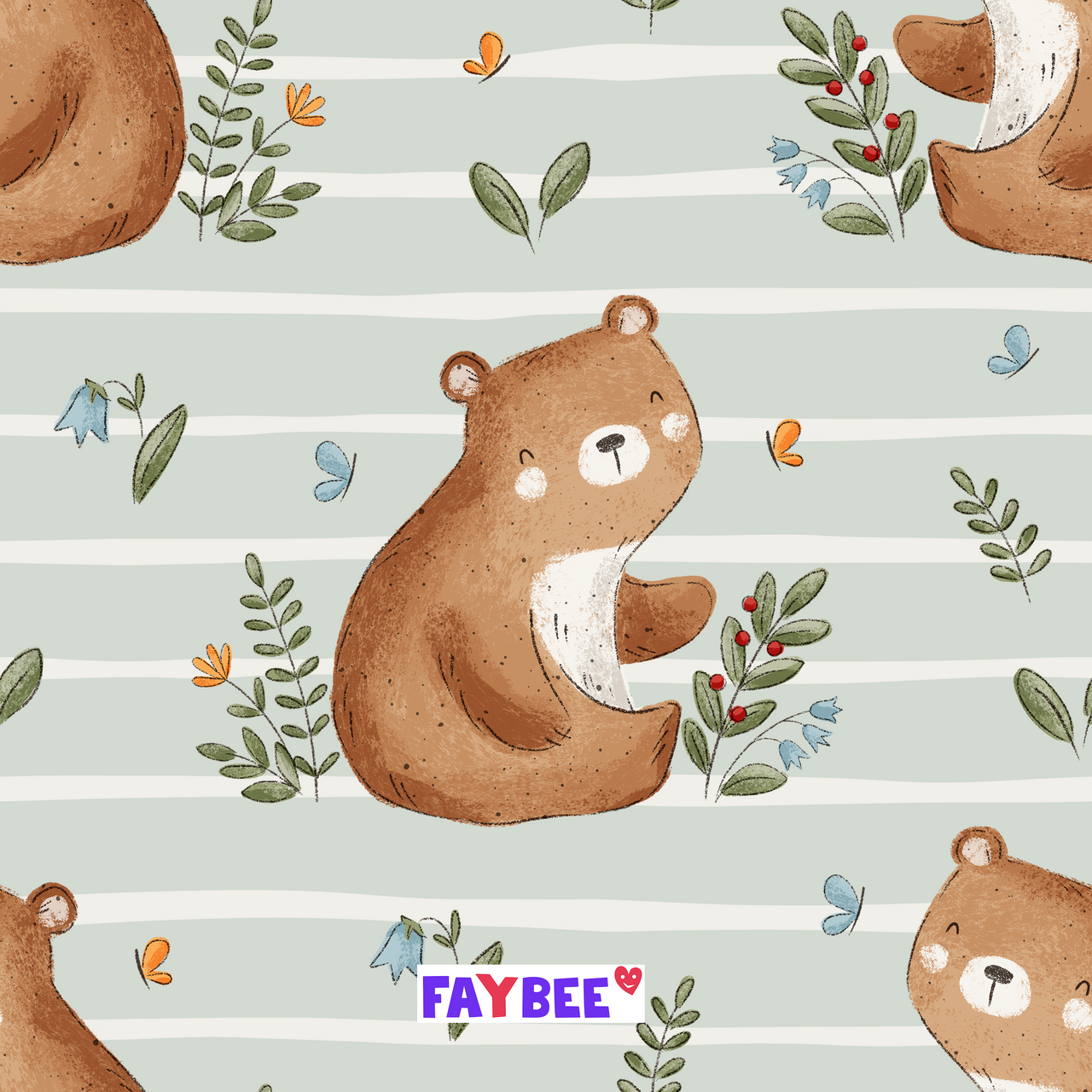 Reststück 39cm - Fairtrade Biojersey kleiner Bär (GOTS)