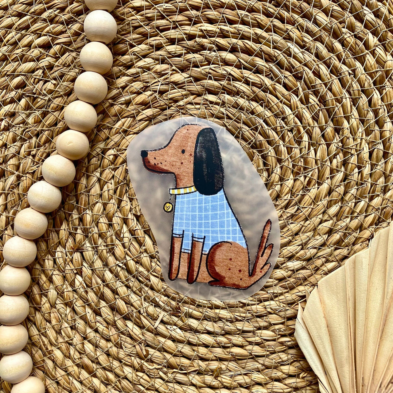 Bügelbild Dackel kariert