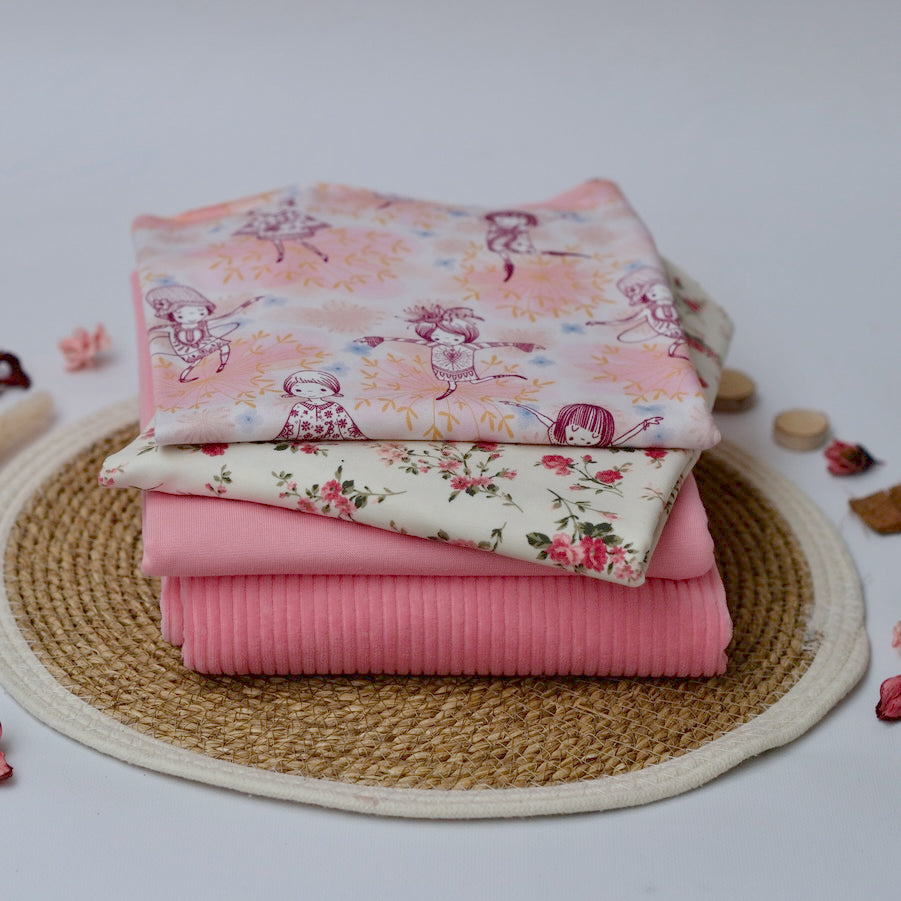 Restepaket Bio Jersey, Bio Cordnicky und Bio Bündchen Princess Pink