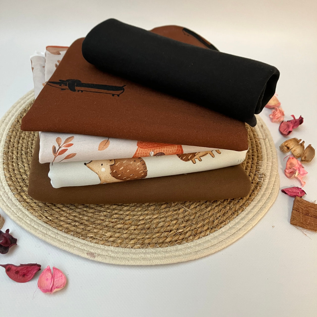 Restepaket Bio French Terry, Bündchen und Softsweat Herbstfarben