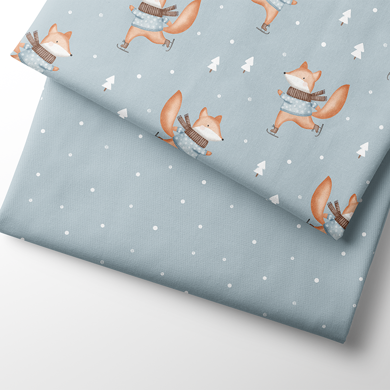 Fairtrade Bio French Terry glücklicher Fuchs Schneebälle (GOTS)