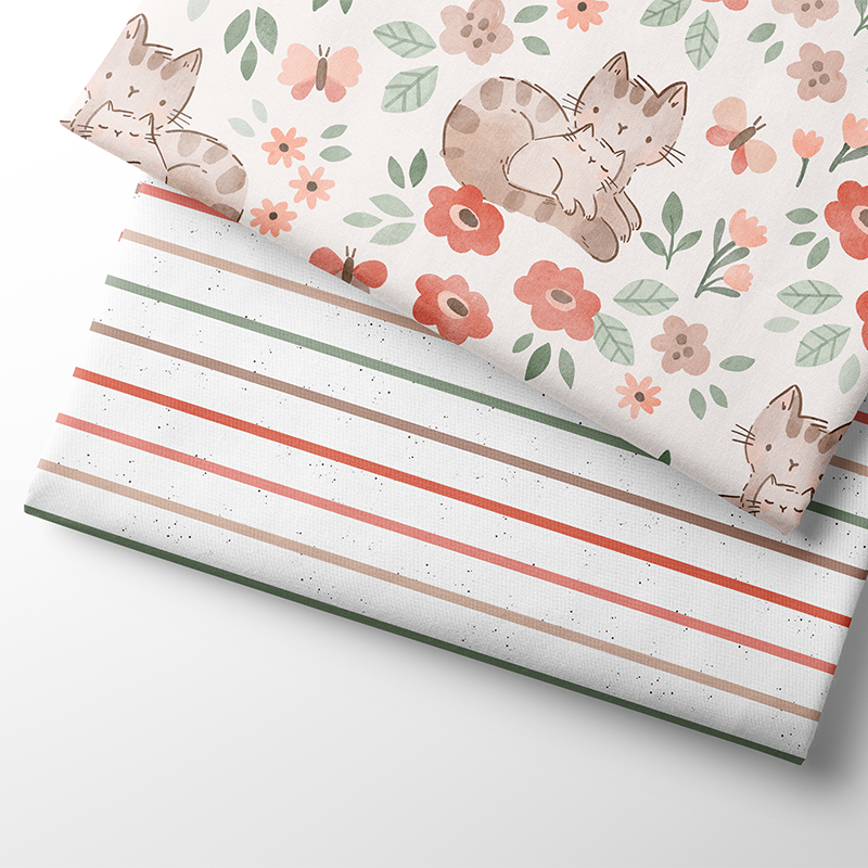 Reststück 42 cm - Fairtrade Bio French Terry Kätzchenliebe Kombi (GOTS)