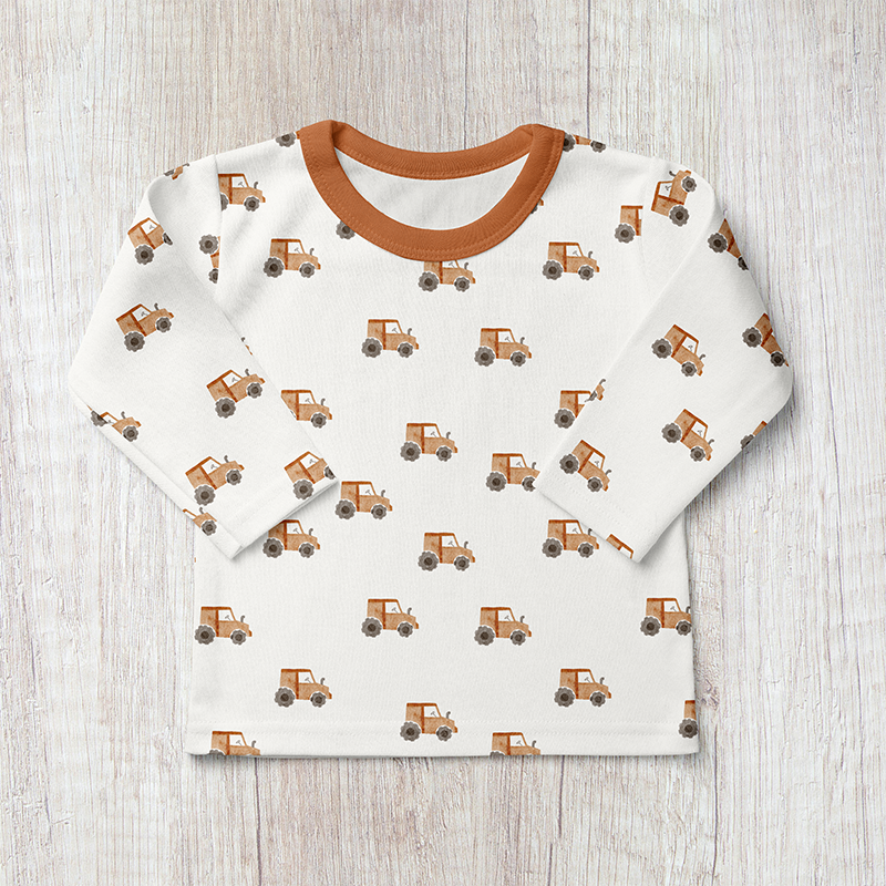 Jersey bio équitable avec tracteurs rouges (GOTS)