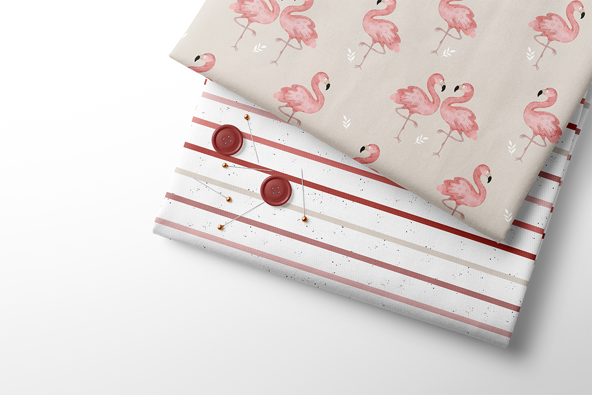 Fairtrade Biojersey Flamingo beige Kombi (GOTS)