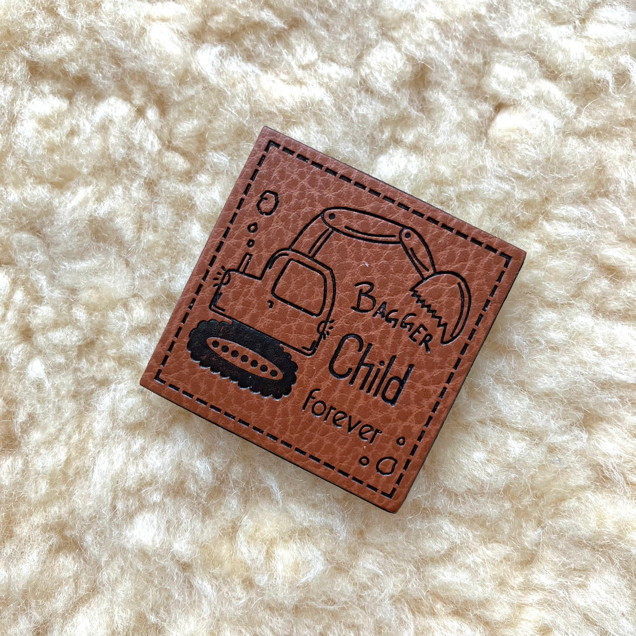 Etichetta in finta pelle "Cartello escavatore"