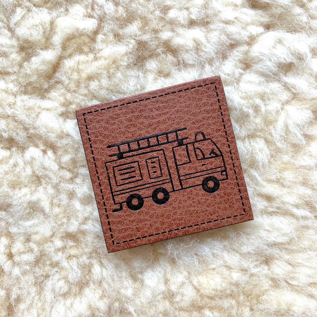 Etichetta in finta pelle "Vigili del Fuoco"