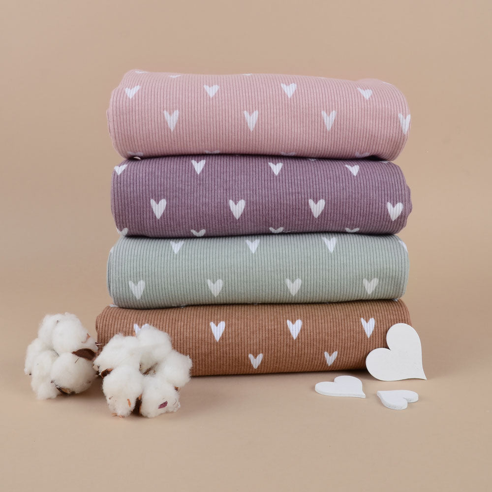 Fairtrade Bio Rib Jersey Hearts mauve