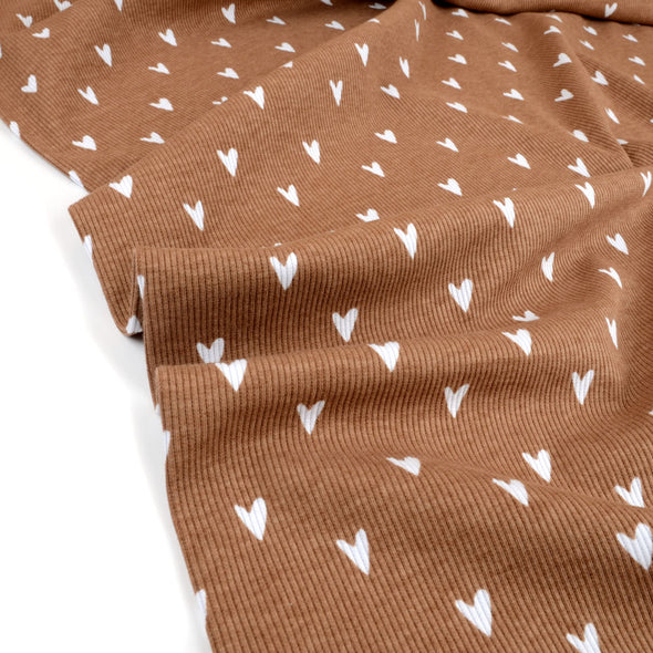 Fairtrade Bio Rib Jersey Hearts sandstorm