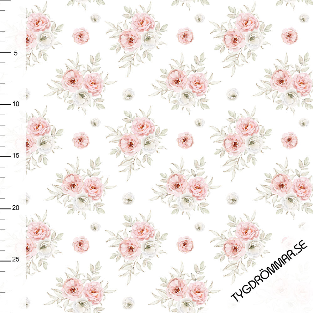 Jersey côtelé bio équitable à roses roses