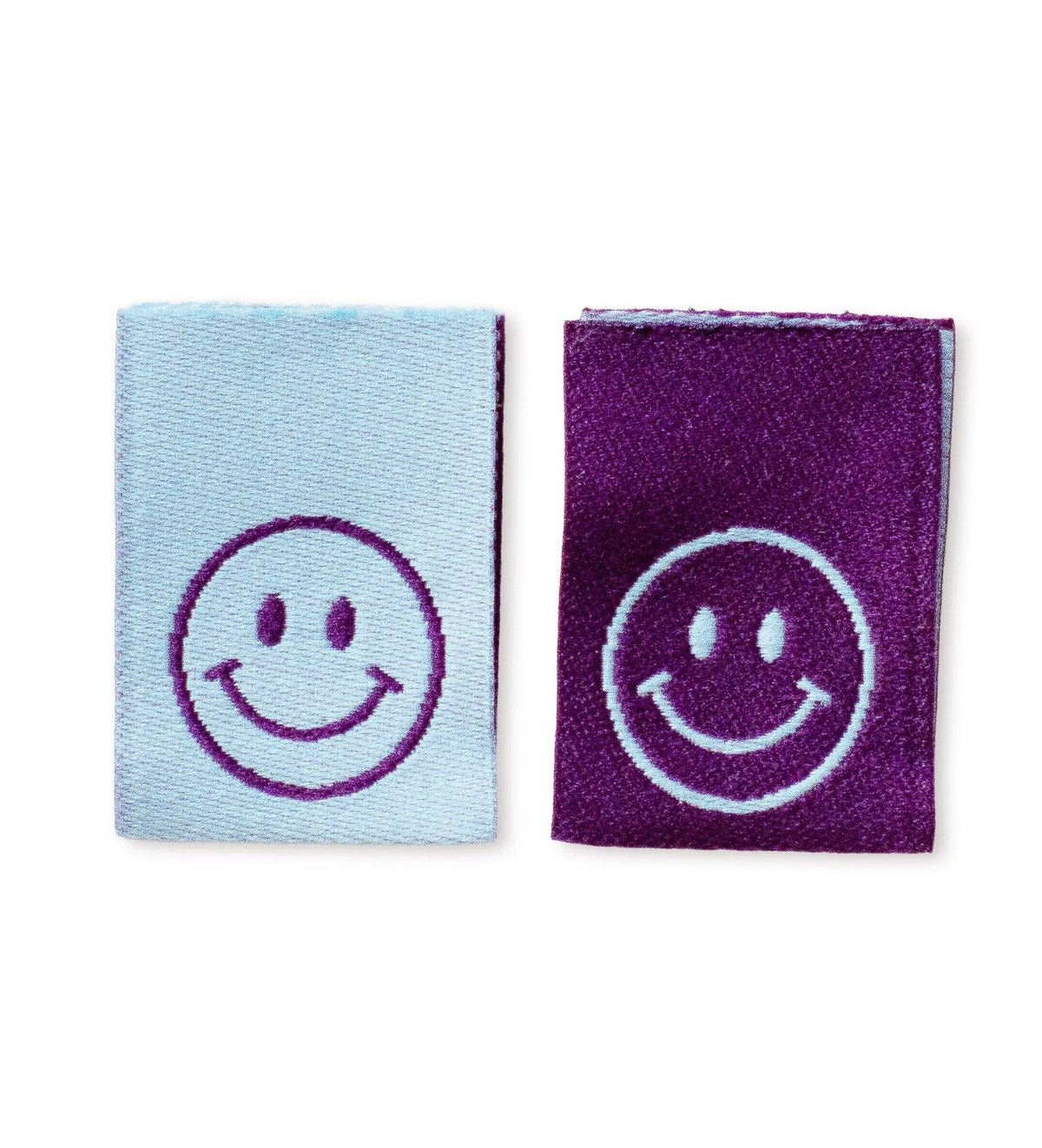 Klapp-Weblabel - smile mauve/hellblau *2er Set*