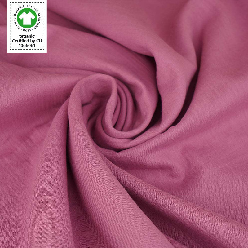 mousseline de coton biologique Fairtrade rose vintage (GOTS)