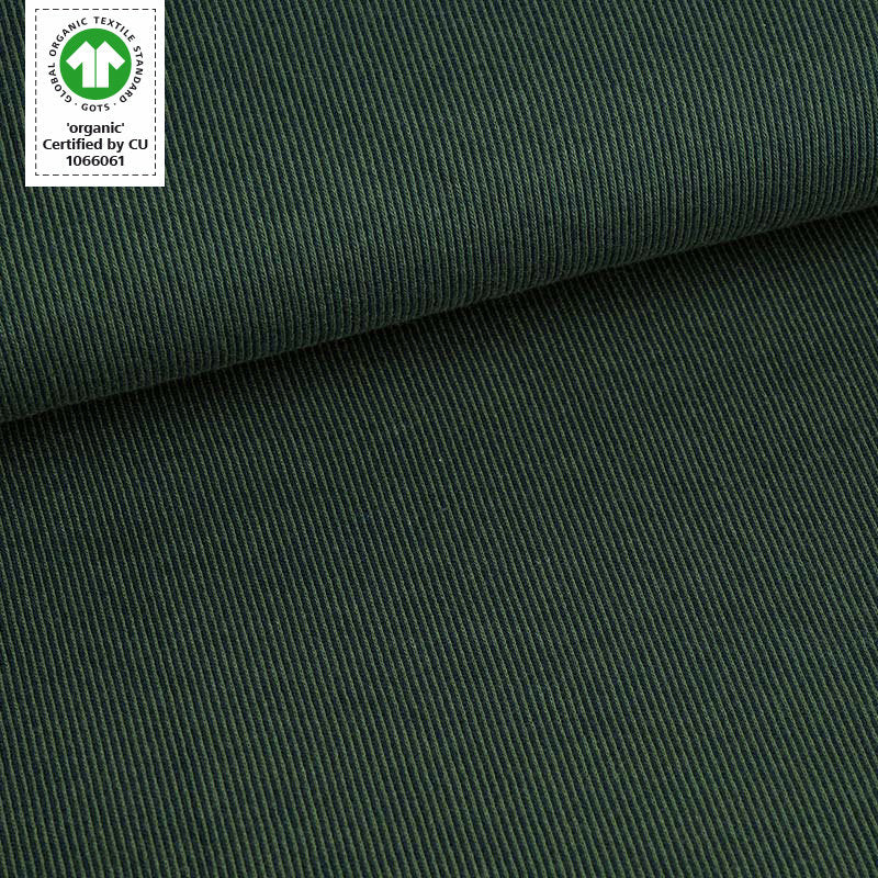 Fairtrade Bio Jacquard Rippenmuster waldgrün (GOTS)