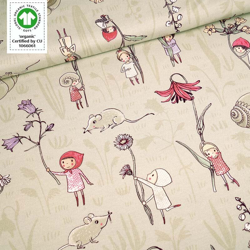 Fairtrade Biojersey Blümchen hell