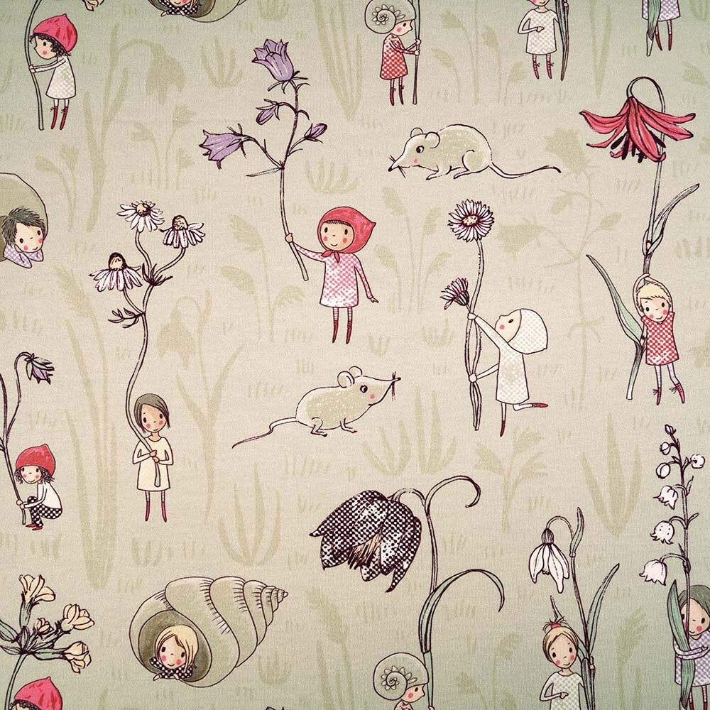 Fairtrade Biojersey Blümchen hell