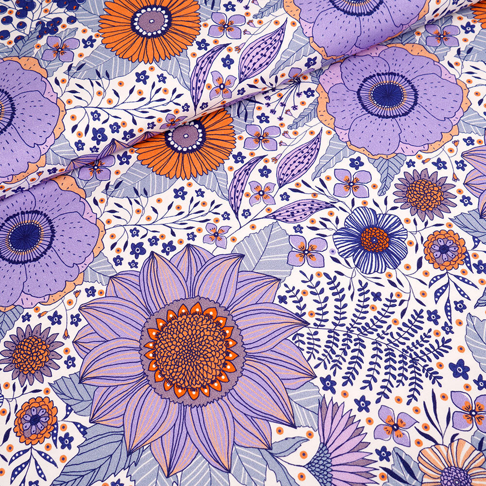 Fairtrade Biojersey "Susalabims Sommerblumen lila" (GOTS)