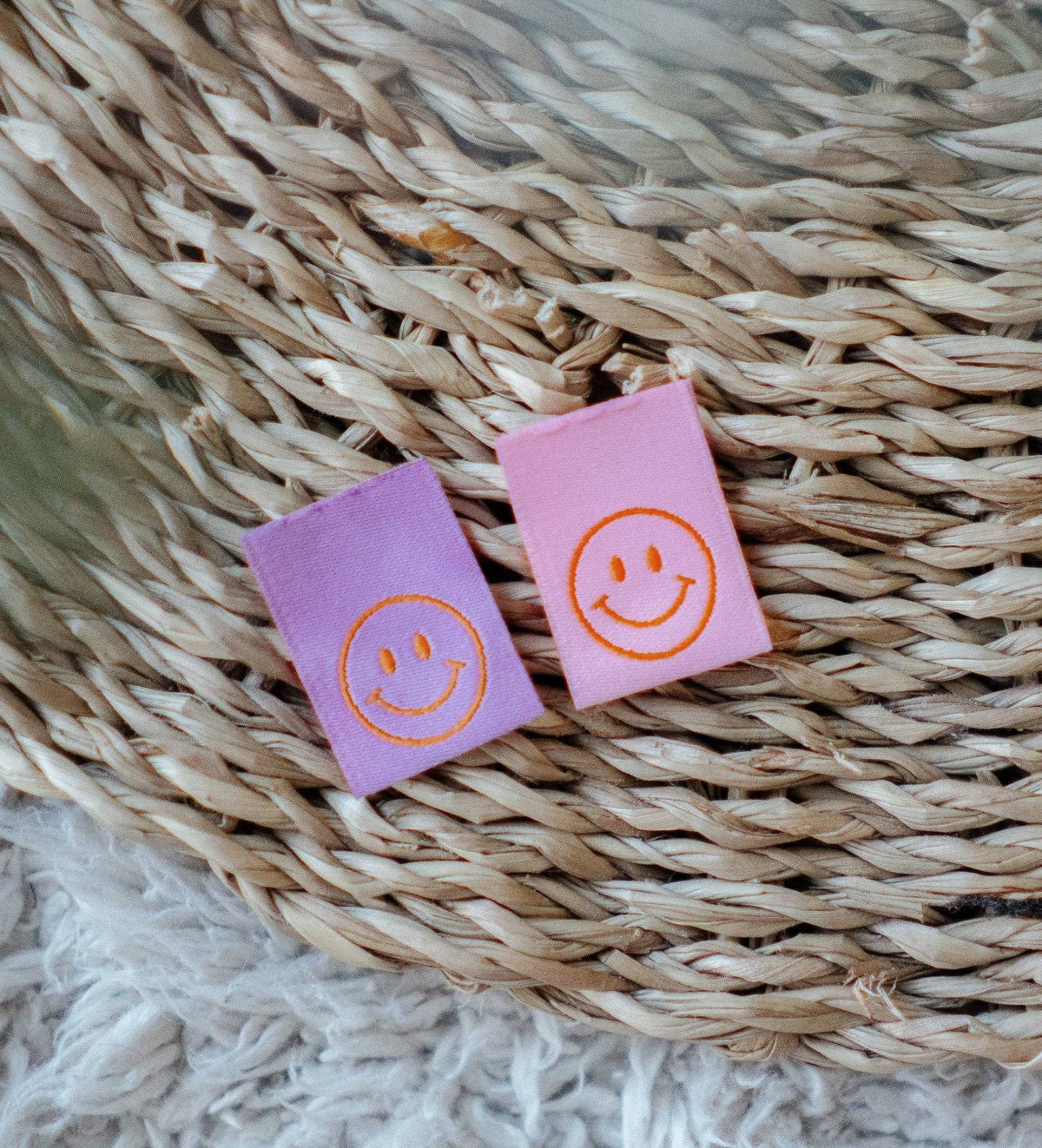 Klapp-Weblabel - smile lila/rosa *2er Set*