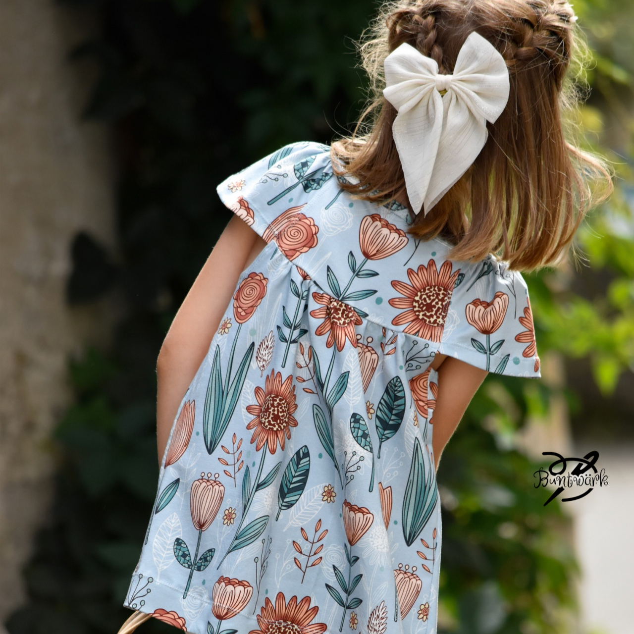 Reststück 80cm - Fairtrade Biojersey Flower Art (GOTS)