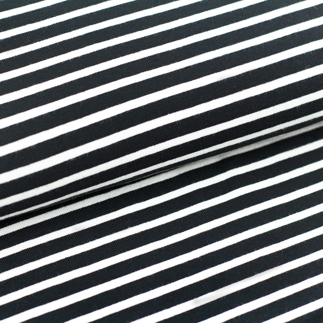 Jersey bio équitable - rayures classiques, noir et blanc
