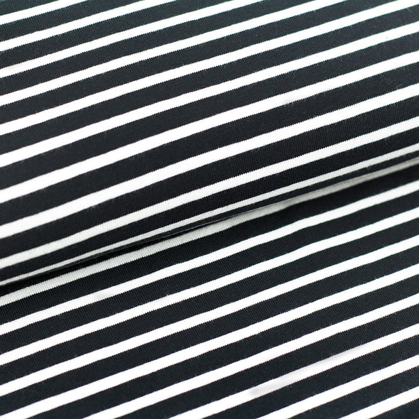 Fairtrade biojersey Stripe classique noir / blanc