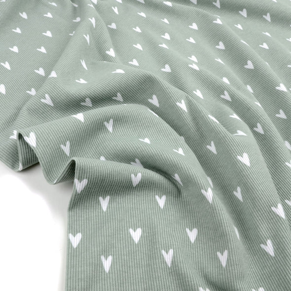 Bio Rib Jersey Hearts sage