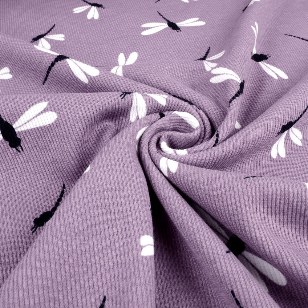 Jersey côtelé bio équitable, violet libellule