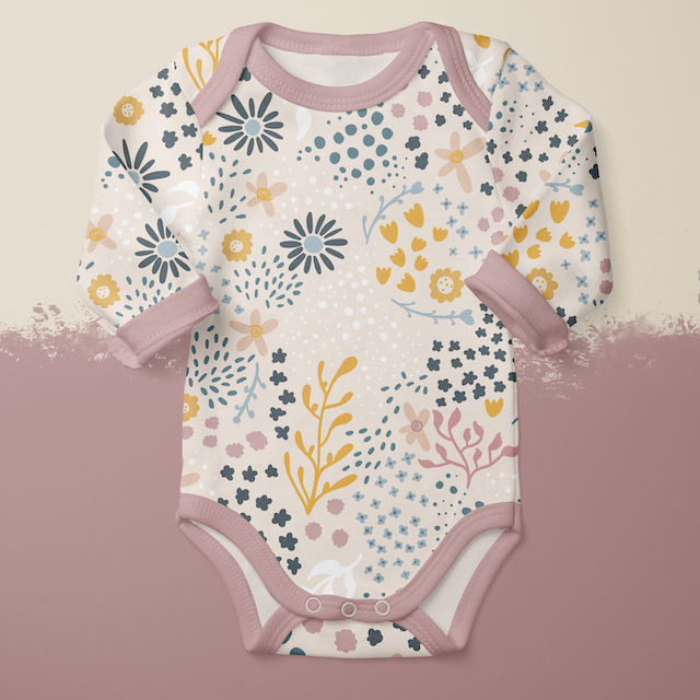 Reststück 13cm - Fairtrade Biojersey Streublumen creme (GOTS)