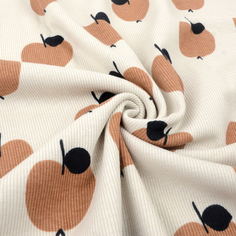 Jersey côtelé bio équitable Pommes tempête de sable