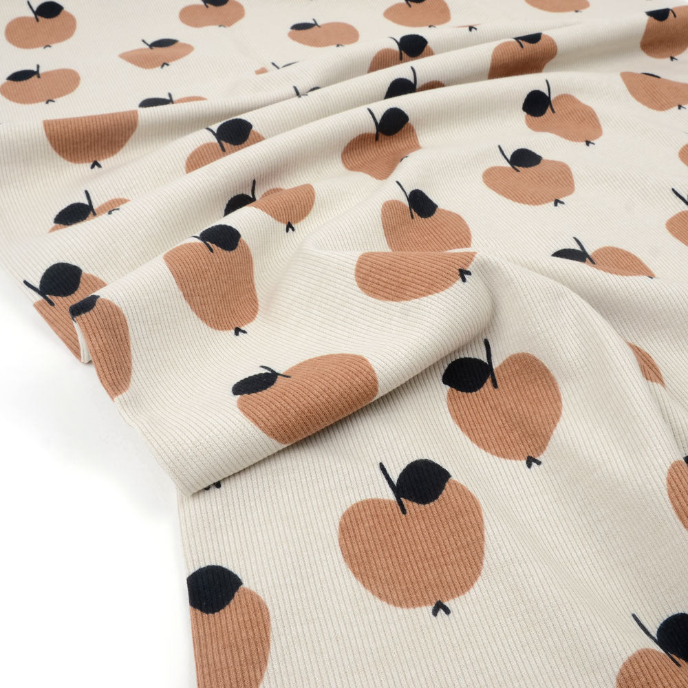 Jersey côtelé bio équitable Pommes tempête de sable