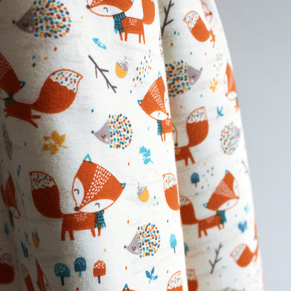 Fairtrade Bio French Terry Fuchs und Igel