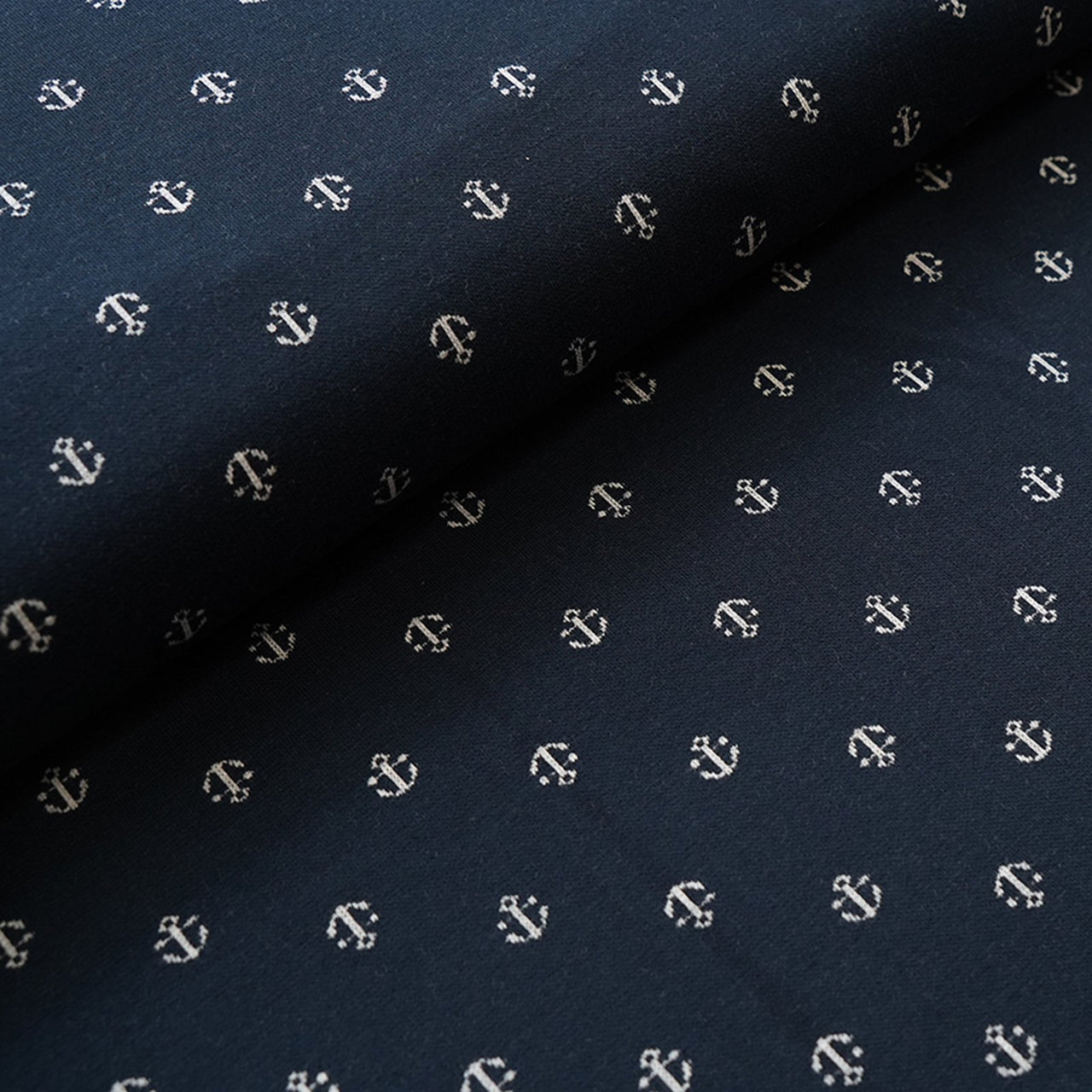 Fairtrade Bio Jacquard Anker Dark Blue Nevis (GOTS)