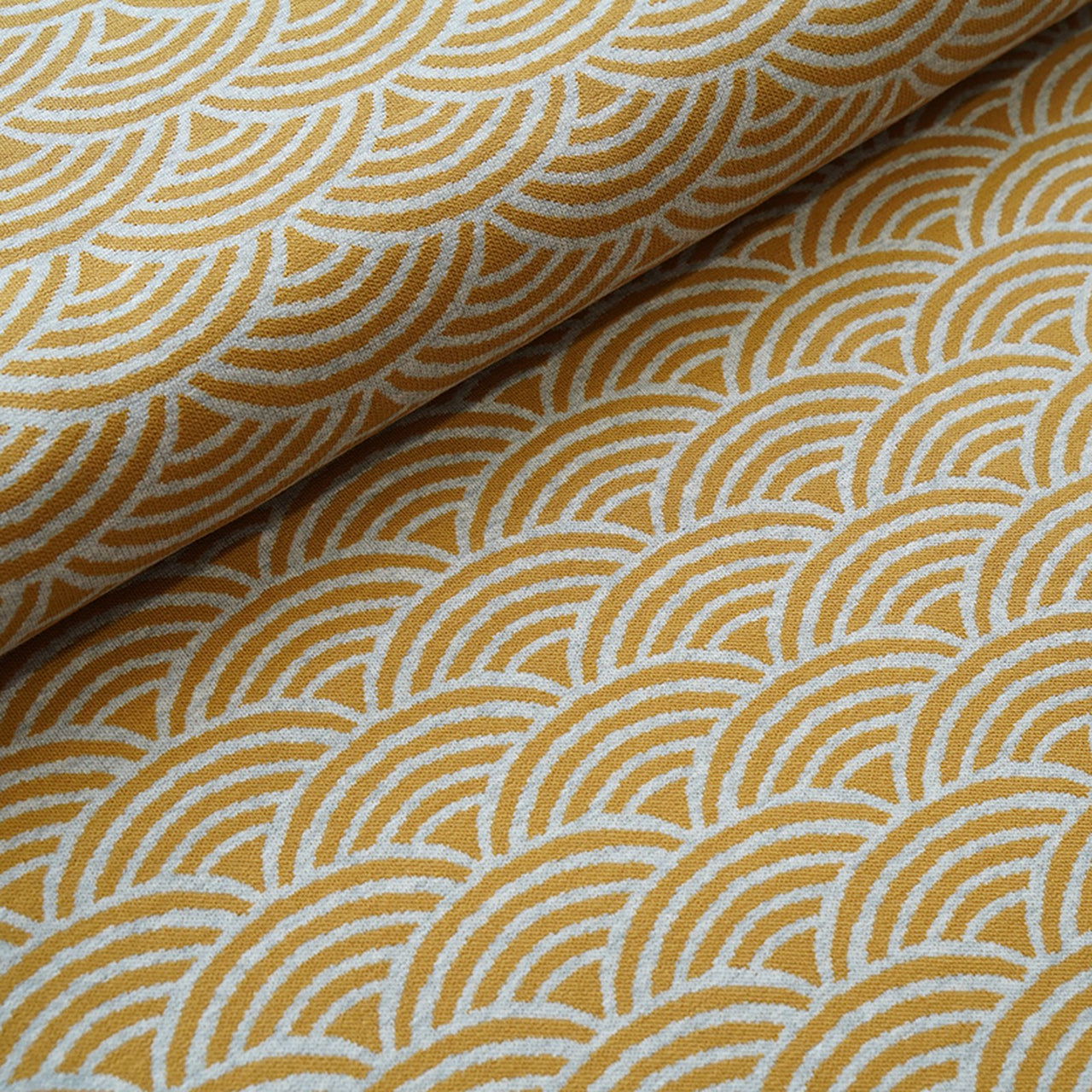 Fairtrade Bio Jacquard Regenbogen Curry Nevis (GOTS)