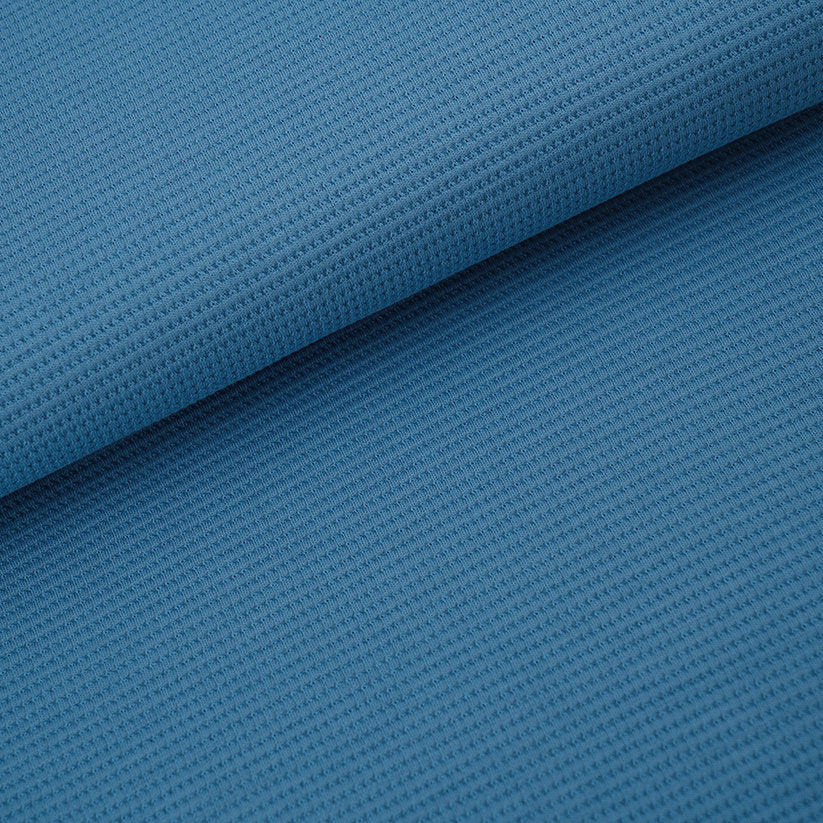 Tissu gaufré bio Fairtrade jacquard bleu maison de plage (GOTS)