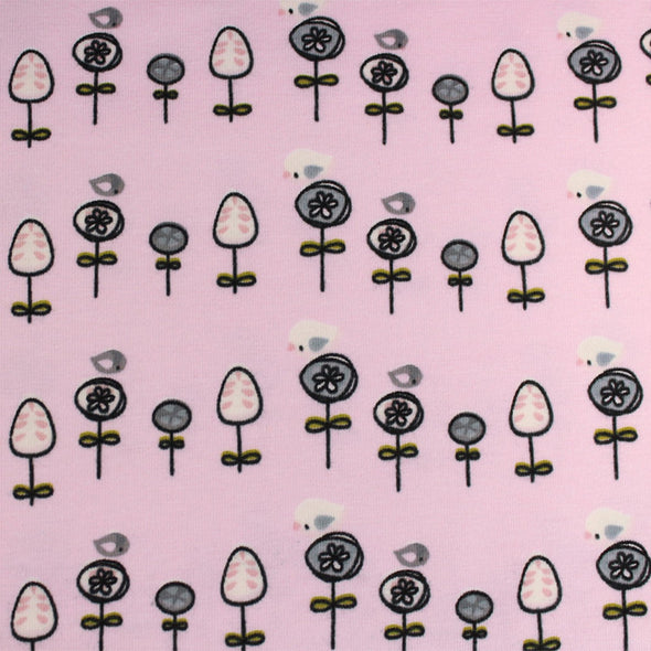 Fairtrade Biojersey Monster Tuin Flowers Rosa