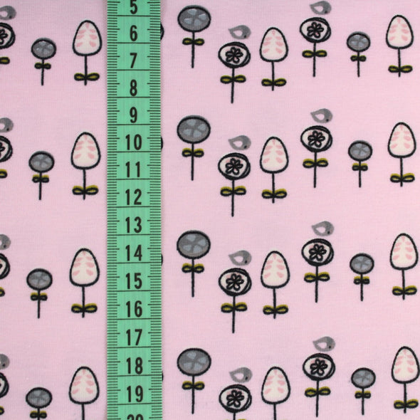 Fairtrade Biojersey Monster Tuin Flowers Rosa