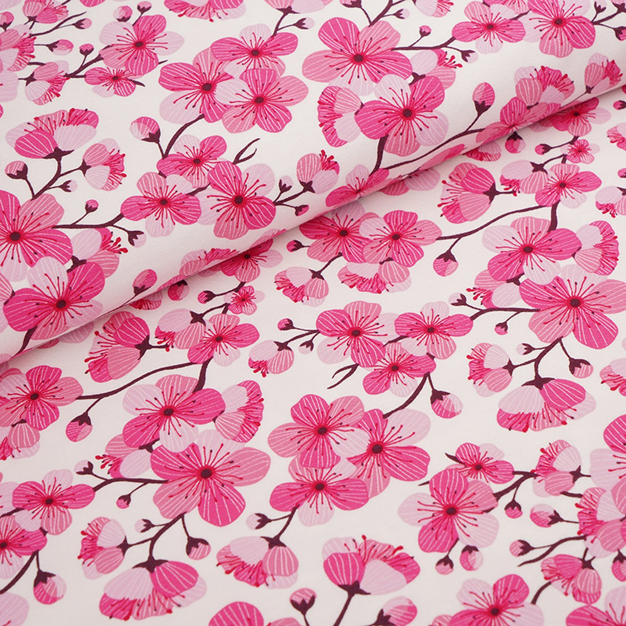 Jersey bio équitable à fleurs de cerisier, blanc