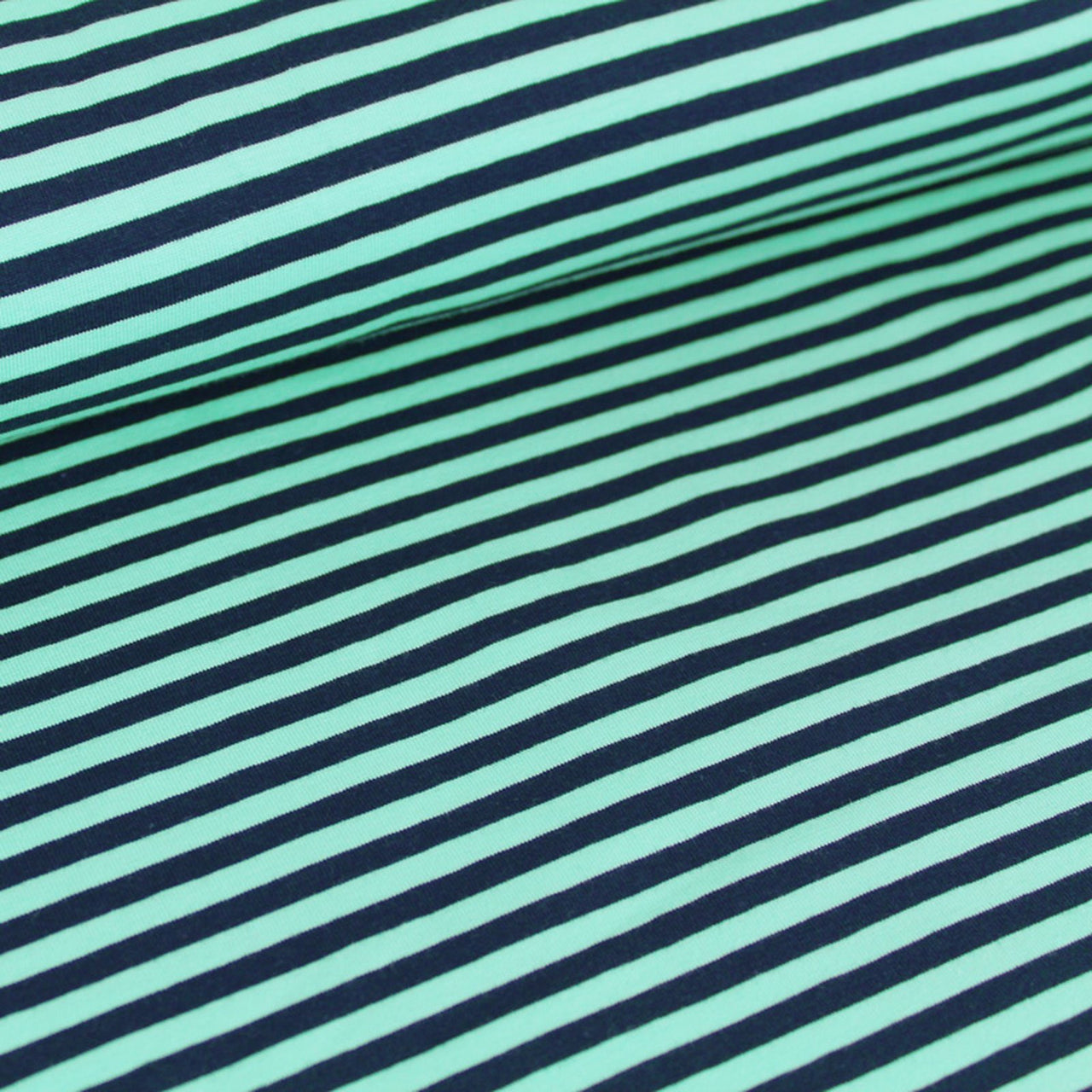 Fairtrade Biojersey Streifen Classic Aqua Marine