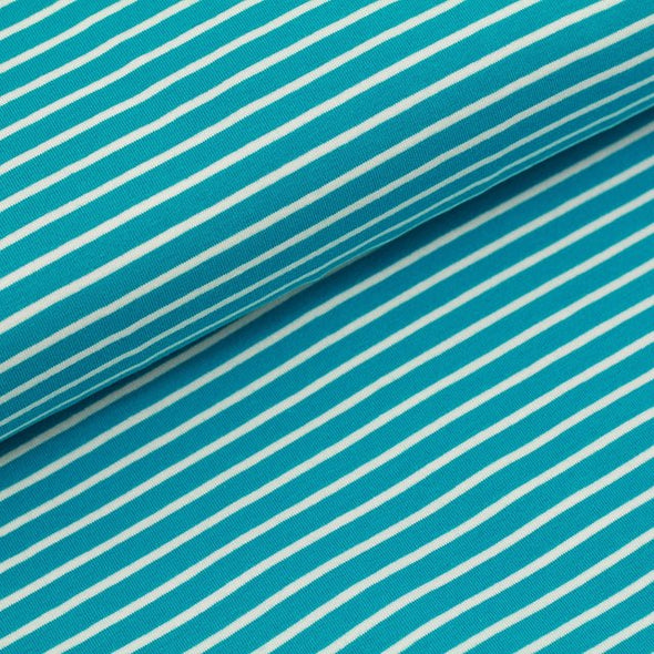 Fairtrade Biojersey Streifen Classic Dunkeltürkis