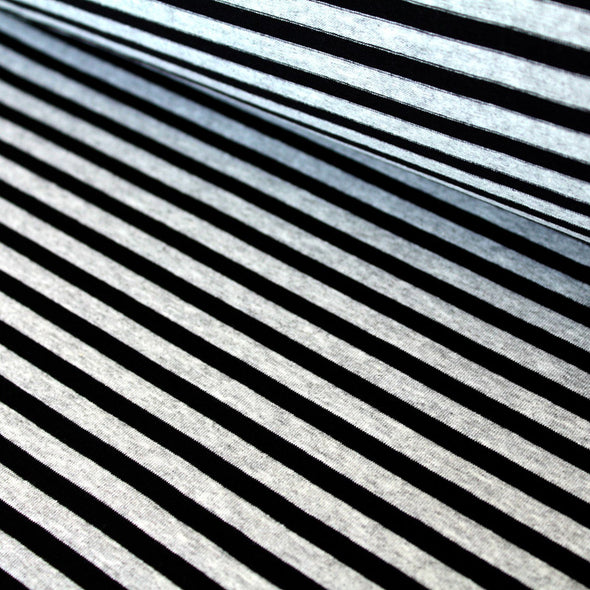 Fairtrade Biojersey Streifen Selection Schwarz melange