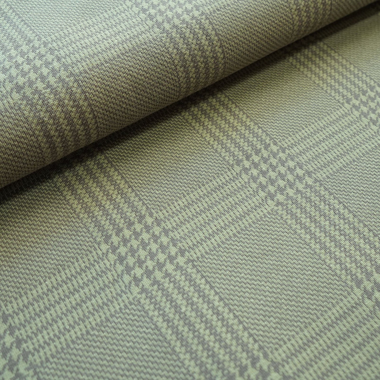 Reststück 40 cm - Fairtrade Bio Jacquard Glen Check Moos (GOTS)