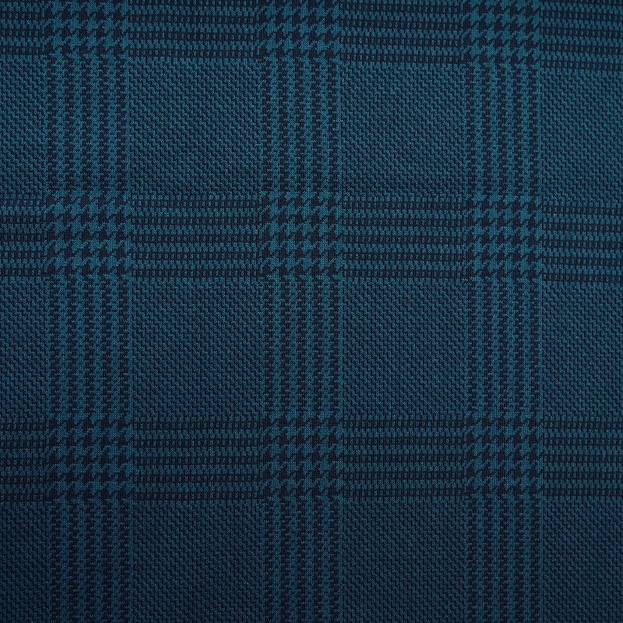 Reststück 41 cm - Fairtrade Bio Jacquard Glen Check Petrol (GOTS)