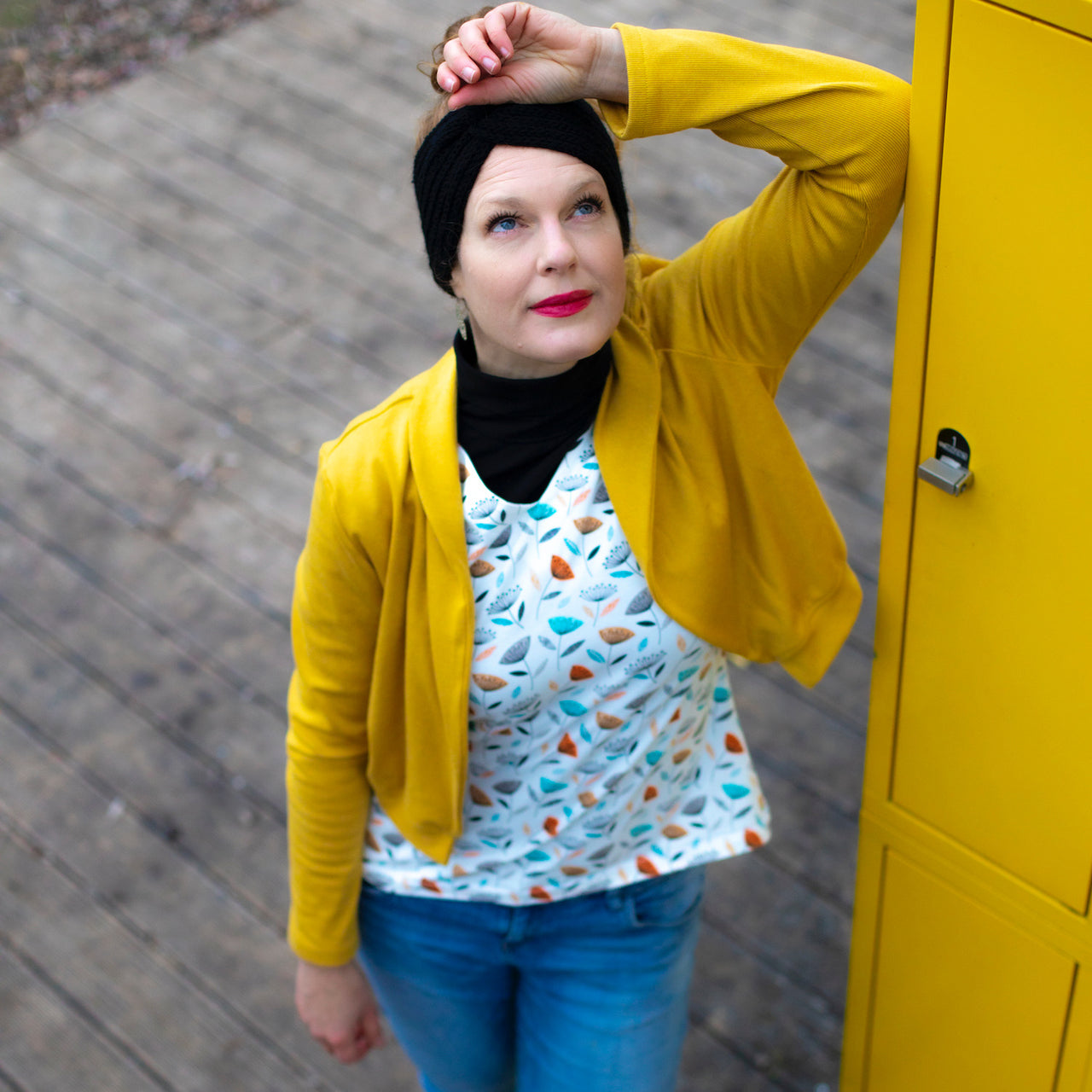 Jersey bio équitable à fleurs rétro blanches