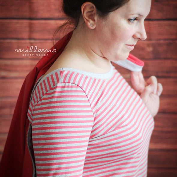 Sélection de rayures Biojersey Fairtrade Coral Melange